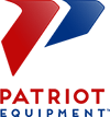 Patriot Equipment logo with American flag colors, showcasing a truck mounted drilling rig.